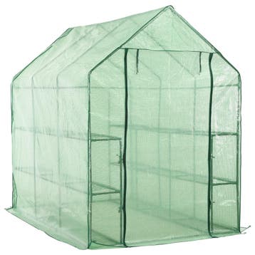 vidaXL Inloopkas met 12 schappen 143x214x196 cm staal, Tuin en Terras, Kassen, Verzenden, Nieuw