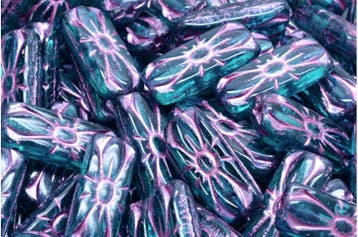 2 x Tsjechische Glaskralen Flower Rectangle Beads 20 x 8m..., Ophalen of Verzenden, Nieuw, Kraal