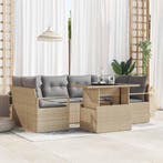 vidaXL Tuin Sofa Set met opslag met kussen 7 pcs Beige poly, Verzenden, Nieuw, Rotan
