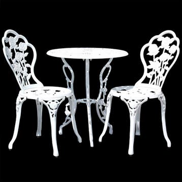 Bistroset balkonset gietijzer tuintafel en 2 tuinstoelen wit, Tuin en Terras, Tuinsets en Loungesets, Verzenden, Nieuw