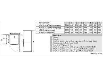 Bosch - Koel-vriescombinatie - Inhoud  337 L, 200 liter of meer, Verzenden, 60 cm of meer, Met aparte vriezer