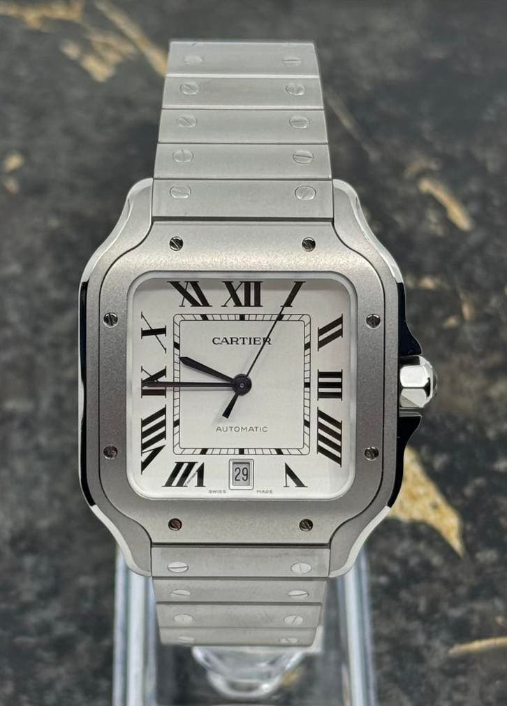 Cartier Santos Large - White Dial - Titanium - WSSA0089, Sieraden, Tassen en Uiterlijk, Horloges | Heren, Polshorloge, Nieuw