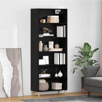 vidaXL buffetkast Zwart Eiken 69,5 x 32,5 x 180 cm Bewerkt, Minder dan 50 cm, Verzenden, Nieuw, Minder dan 100 cm