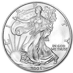 American Eagle 1 oz 2005 (8.891.025 oplage), Postzegels en Munten, Munten | Amerika, Verzenden, Midden-Amerika, Losse munt, Zilver