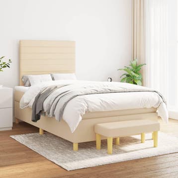 vidaXL Boxspring met matras stof crèmekleurig 120x200 cm, Verzenden, Nieuw, Twijfelaar, 120 cm