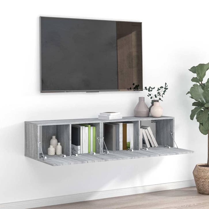 vidaXL 2-delige Tv-meubelset bewerkt hout grijs sonoma, Huis en Inrichting, Kasten | Televisiemeubels, 25 tot 50 cm, Nieuw, Overige houtsoorten