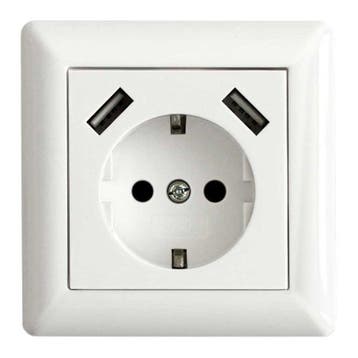 LEDmaxx Inbouw contactdoos zuiver wit met 2x USB 2800mA, Ophalen of Verzenden, Nieuw