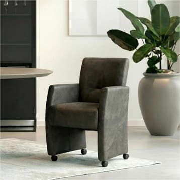 Set van 8 Leren eetkamerstoelen Pleasure - Kenia Antracite, Ophalen of Verzenden, Nieuw, Leer