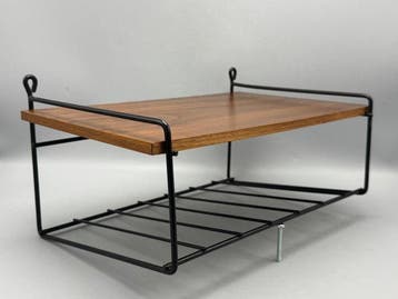 Rek - Metaal, Hout - Vintage wandrek met plank