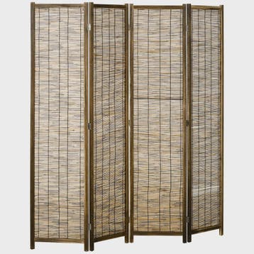 HOMCOM Bamboe Paravent 4 Panelen - 160x170 cm - Natuurlijk &, Huis en Inrichting, Verzenden, Nieuw