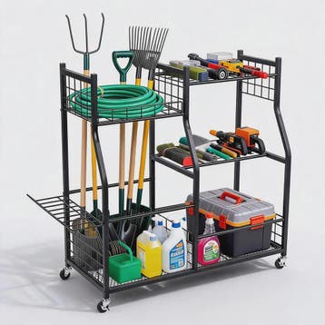 Mobiele Tuingereedschap Organizer - 3-Laags Metalen Rek met, Verzenden, Nieuw