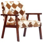 vidaXL Fauteuil echt geitenleer wit en bruin, Verzenden, Nieuw