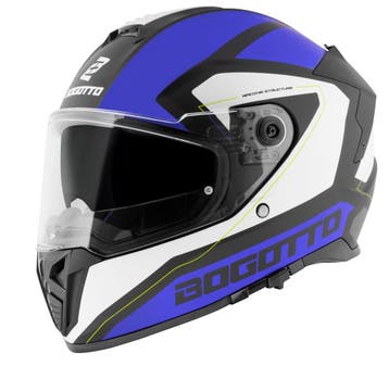Bogotto FF122 BGT Wit Blauw Integraalhelm, Motoren, Integraalhelm, Nieuw met kaartje, Overige merken, Heren