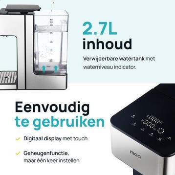 2dekans | MOA Heetwaterdispenser - 2.7L - RVS - BPA vrij -, Ophalen of Verzenden, Gebruikt