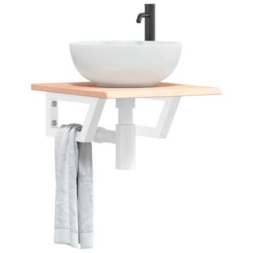 vidaXL Badkamer wandschap staal en massief eikenhout, Verzenden, Nieuw