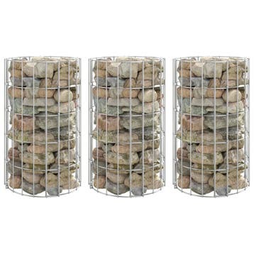 vidaXL Gabion plantenbakken 3 st rond verhoogd Ø30x50 cm, Tuin en Terras, Verzenden, Minder dan 60 cm, Nieuw, Metaal