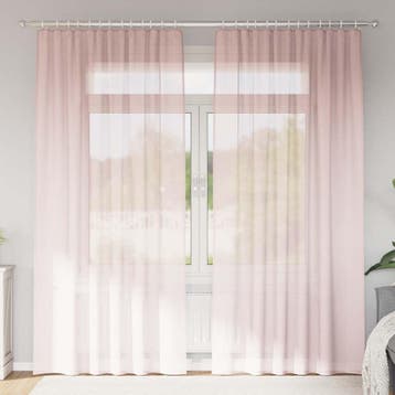 vidaXL Gordijnen voile met roedezakken 2 st lichtroze, Verzenden, Nieuw, Roze