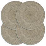 vidaXL Placemats 4 st rond 38 cm jute effen grijs, Huis en Inrichting, Keuken | Textiel, Verzenden, Nieuw, Grijs