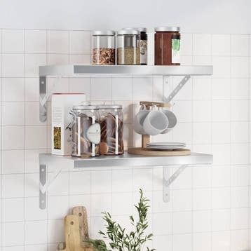 vidaXL Wandschappen 2 st 50x30 cm roestvrijstaal, Verzenden, Nieuw