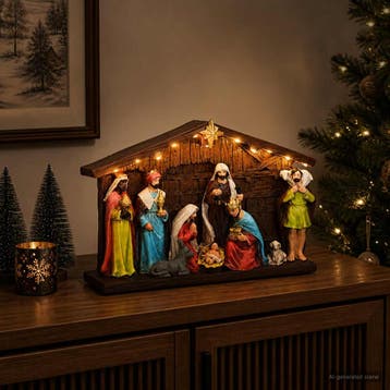 vidaXL Kerststal SALO 31 x 7,5 x 21,5 cm Kunststof, Verzenden, Nieuw