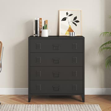 Ladekast Hämeenlinna commode met lades 92x80x40 cm zwart [en, Verzenden, Nieuw