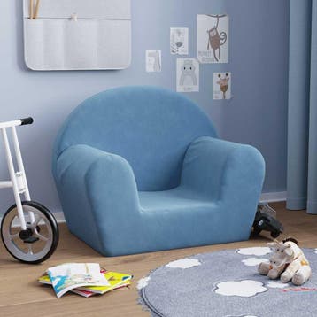 vidaXL Kinderbank zacht pluche blauw, Verzenden, Nieuw