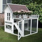 Konijnenhok Estate 132cm. Wit/Grijs Dennenhout Afmeting:, Verzenden, Nieuw