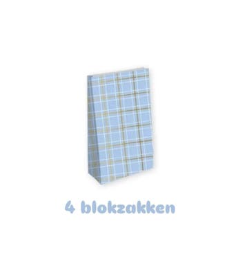 4x Blokbodem zak ruit blauw- Maat L - man - vaderdag, Ophalen of Verzenden, Nieuw, Cadeauzakje