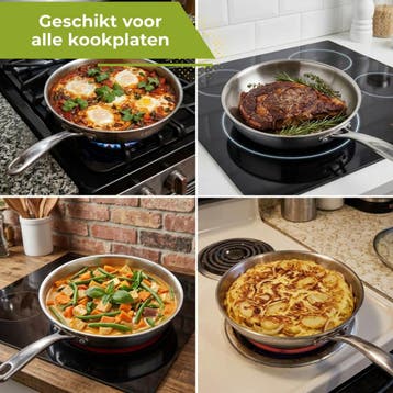 HI NATURE™ Koekenpannenset - Pannenset van 3 - Koekenpan, Ophalen of Verzenden, Nieuw