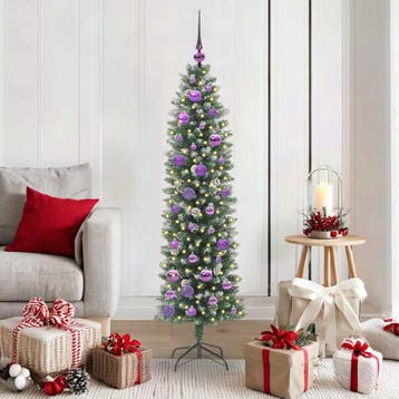 vidaXL Kunstmatige slanke kerstboom Groen en Wit 150 cm, Diversen, Verzenden, Nieuw