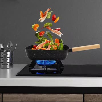 Vierkante Koekenpan 18cm Anti-aanbak Omeletpan Houten Handva, Verzenden, Nieuw