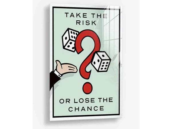 Veiling - Take the Risk glasschilderij 60x80cm, Antiek en Kunst, Kunst | Schilderijen | Modern