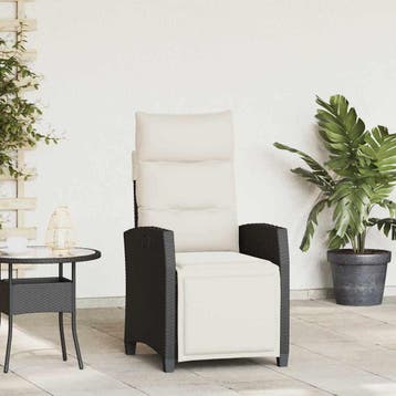 vidaXL Verstelbare tuinstoel met bijzettafel poly rattan, Tuin en Terras, Tuinstoelen, Verzenden, Nieuw