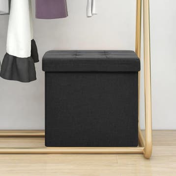 vidaXL Opbergkruk inklapbaar kunstlinnen zwart, Huis en Inrichting, Stoelen, Verzenden, Nieuw, Zwart