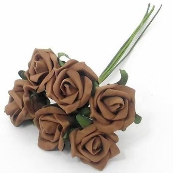 Foamroos Premier Kleurvast Choco Bruin 4 cm Bundel 6 stuks, Ophalen of Verzenden, Nieuw