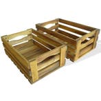 vidaXL Appelkisten 2 st massief acaciahout, Tuin en Terras, Minder dan 30 cm, Verzenden, Minder dan 60 cm, Nieuw