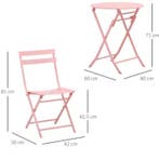 3-delige Roze Bistroset – Opvouwbare Tafel en Stoelen, Tuin en Terras, Tuinsets en Loungesets, Verzenden, Nieuw