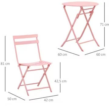 3-delige Roze Bistroset – Opvouwbare Tafel en Stoelen, Verzenden, Nieuw