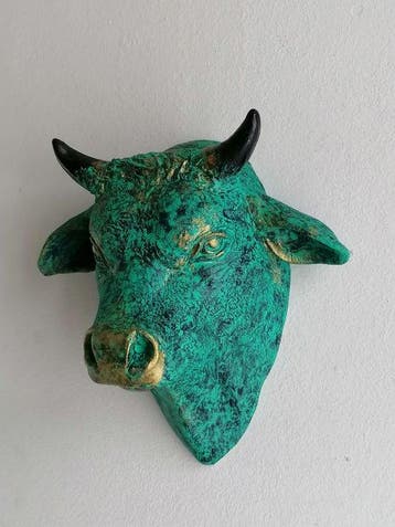 Vanessa Bonino - sculptuur, Bull - bronze effect - 21 cm -