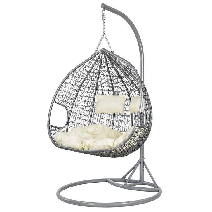 Hangstoel 2 persoons | grijs beige | Nieuw | Scherpe Prijs, Huis en Inrichting, Stoelen, Twee, Grijs, Nieuw, Stof, Ophalen of Verzenden