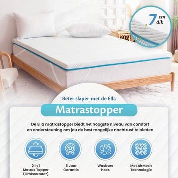 2dekans | EL-Life Matrastopper – Gel Infused Traagschuim &, Huis en Inrichting, Slaapkamer | Matrassen en Bedbodems, Ophalen of Verzenden
