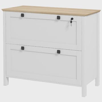 Homcom Archiefkast met 2 Lades, Hangmappen en Slot - Oak/Wit, Verzenden, Nieuw