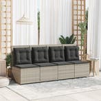 vidaXL Tuinbank met kussen Lichtgrijs poly rattan, Verzenden, Nieuw, Rotan