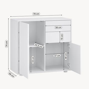Commode Paarl 74x79x36 cm wit mat [en.casa], Verzenden, Nieuw