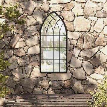 vidaXL Tuinspiegel 100x45 cm ijzer zwart, Huis en Inrichting, Verzenden, Nieuw