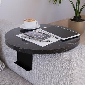 Dienblad armleuning Kuleskyd rond Ø34 cm marmer zwart [en.ca, Verzenden, Nieuw