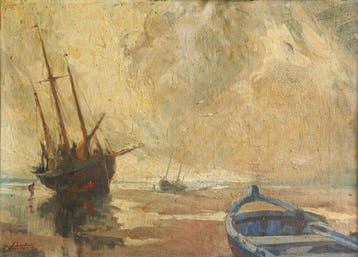 Jules Lentrein (1875-1943) - Bateaux échoués