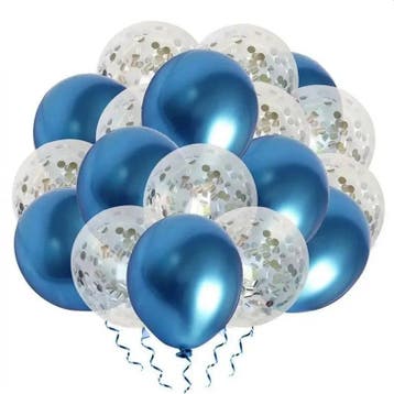 VSE luxe confetti ballonnen 20 stuks metallic blauw, Ophalen of Verzenden, Nieuw