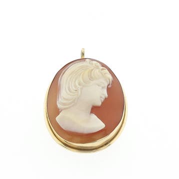 Vintage gouden broche/hanger met camee (Hanger of bedel), Ophalen of Verzenden, Gebruikt, Goud, Overige merken