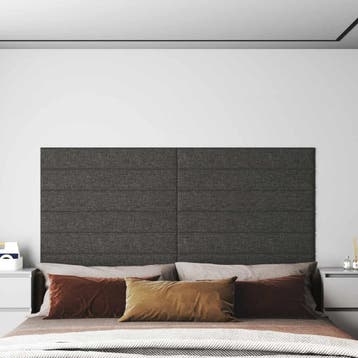 vidaXL Wandhoofdbord 12 st 90 x 15 cm Donkergrijs Stof, Doe-het-zelf en Verbouw, Platen en Panelen, Verzenden, Nieuw